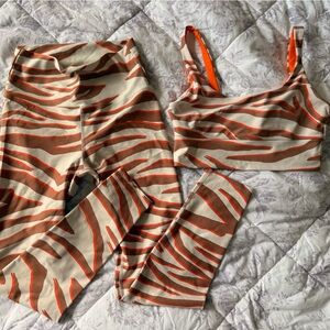 Beach Riot Sport Orange and Cream Tiger Activewear Set